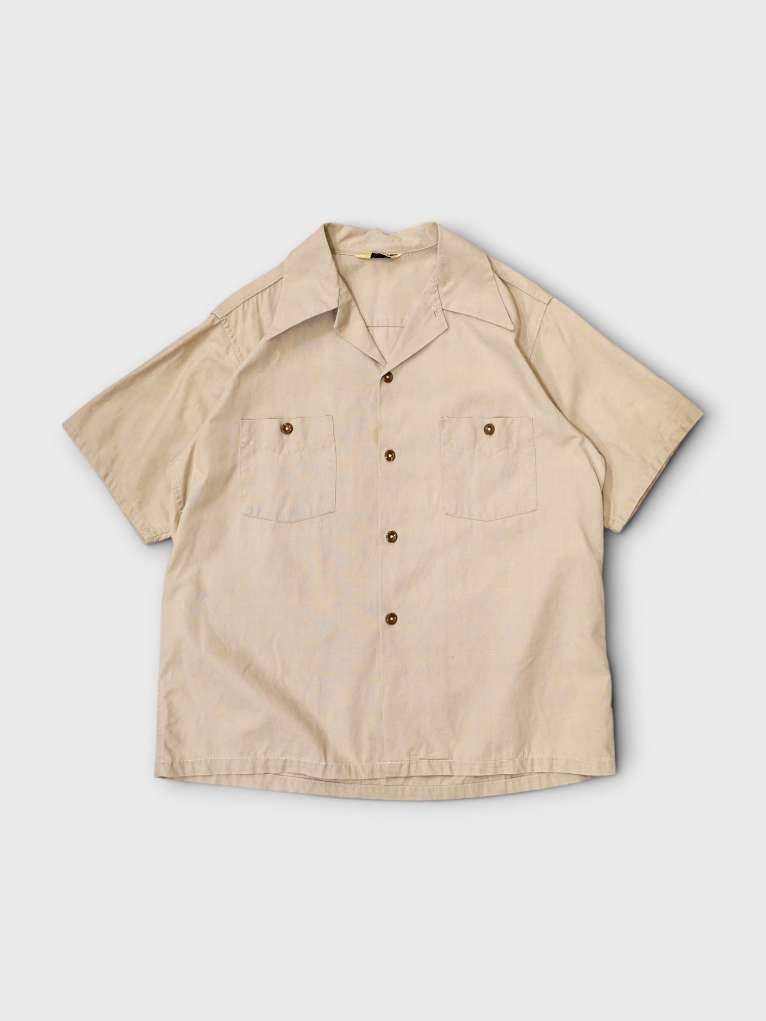 40's SPORTCLAD Cotton open collar shirt made in USA 【M】 スポーツ