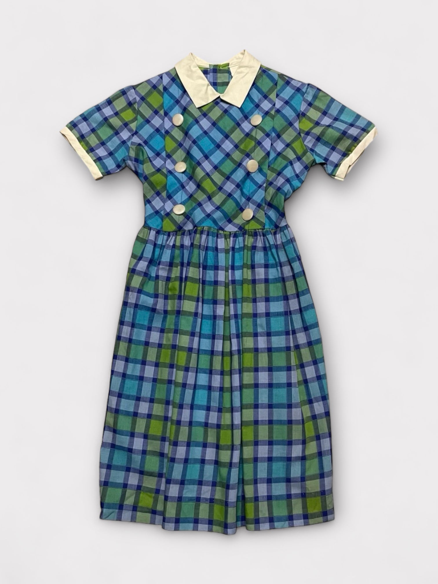 Dead Stock 60's Unknown Kids Cotton Dress made in USA 【130-140】