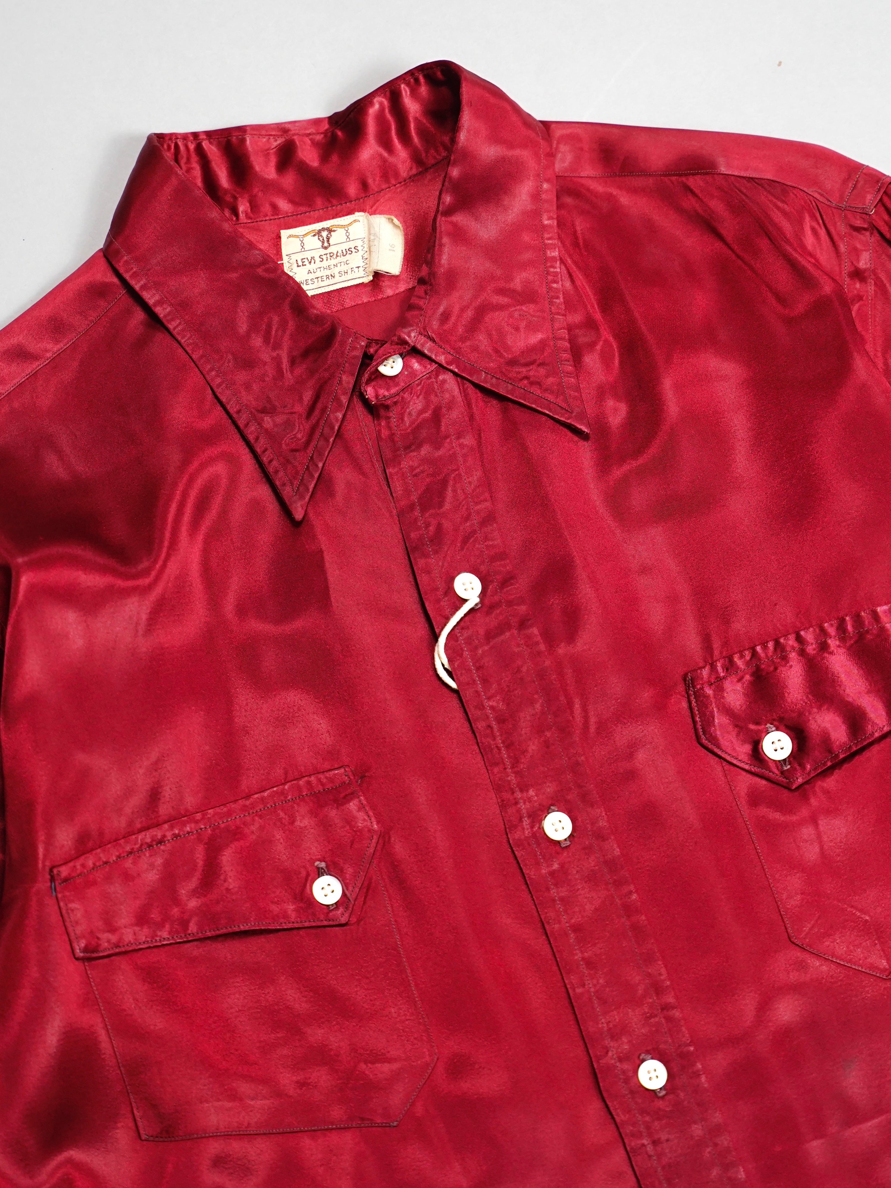 40's Levi's Rayon Satin Western shirt made in USA【16】リーバイス