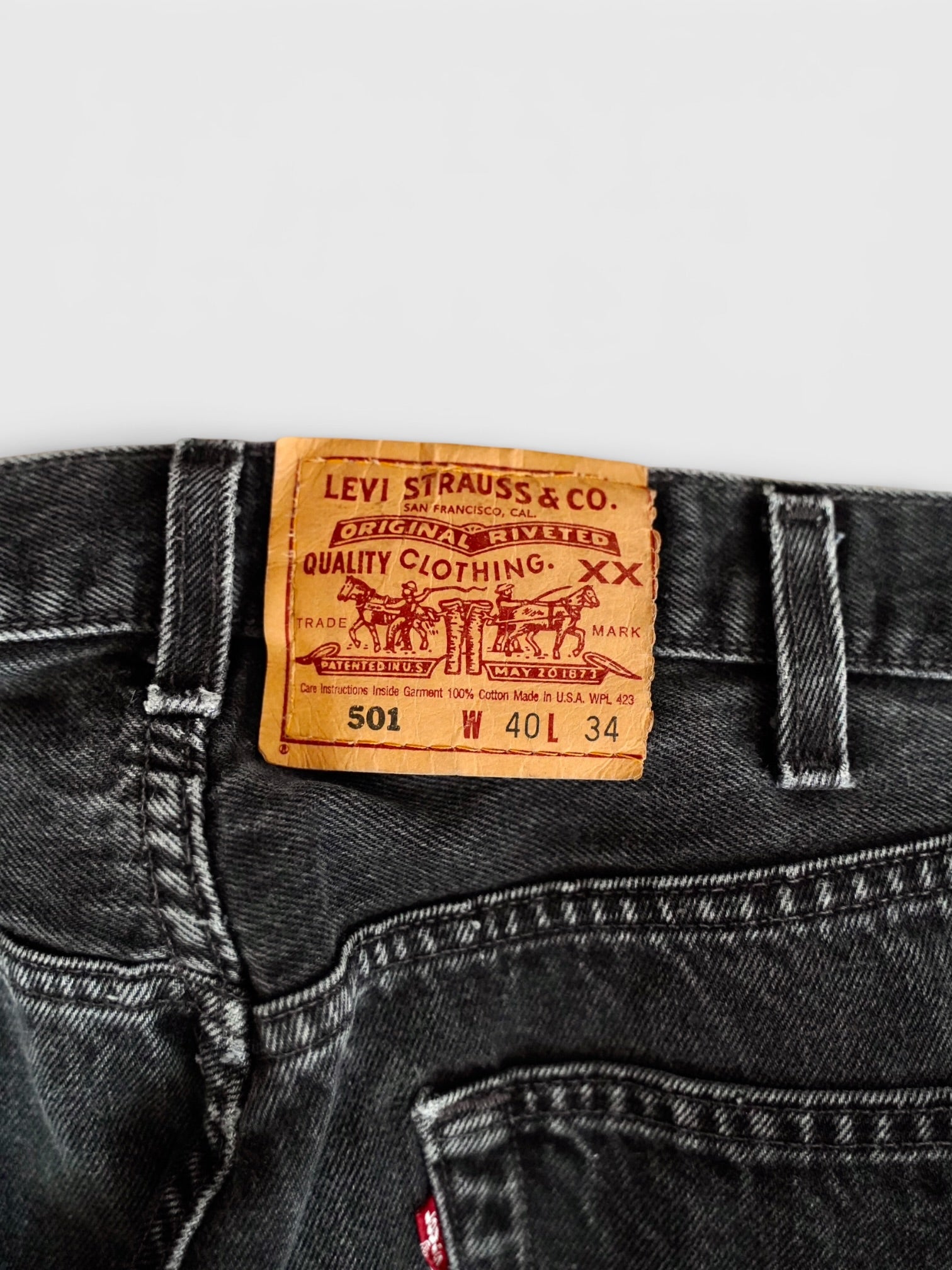 90's Levi's 501 後染めBlack denim made in USA【W38 L34】No.11