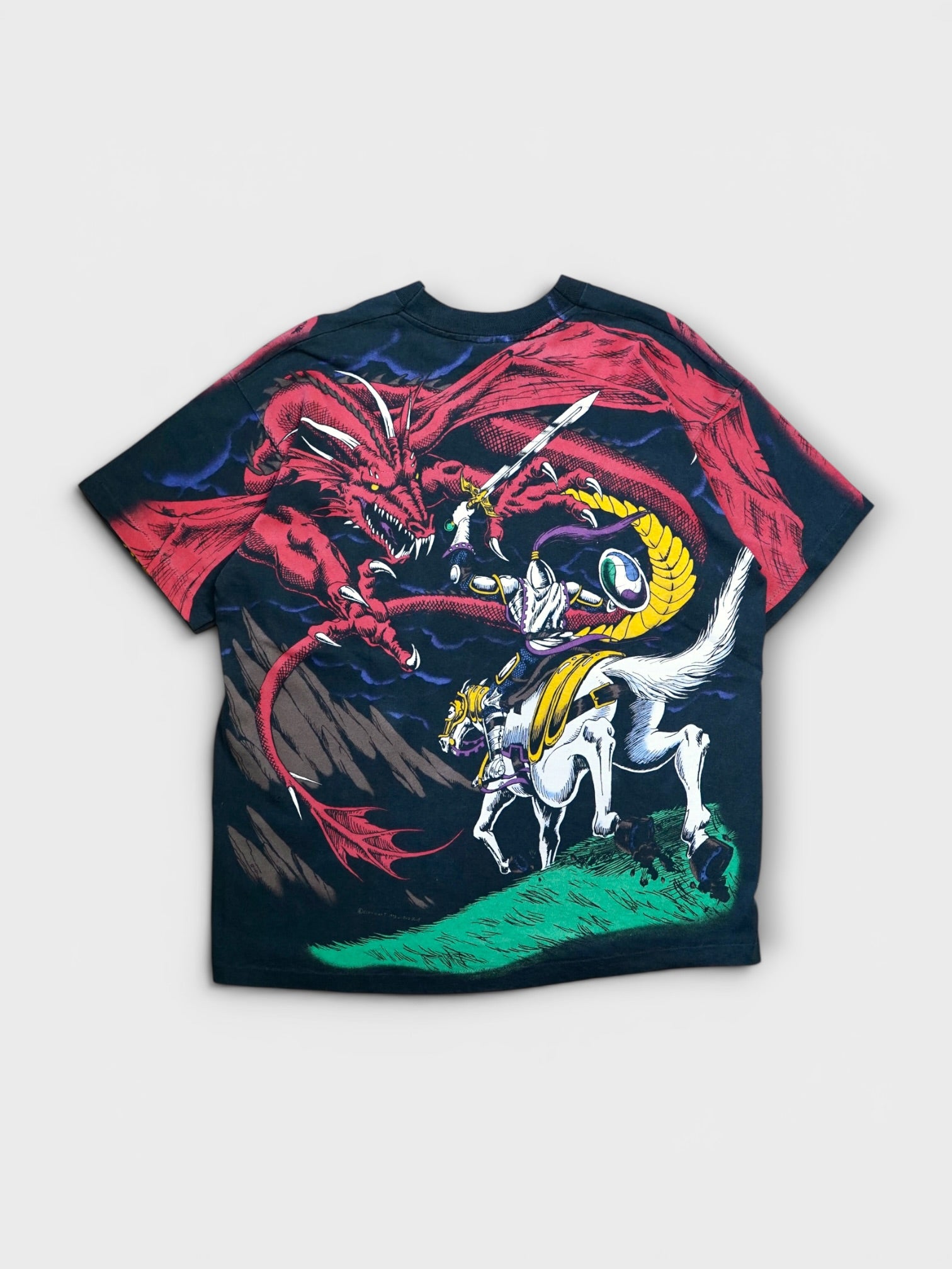h*ン様 90s USA製 LIQUID BLUE ドラゴン　Tシャツ　Lサイズ 90's LIQUID BLUE Dragon print allover tee made in USA 【XL