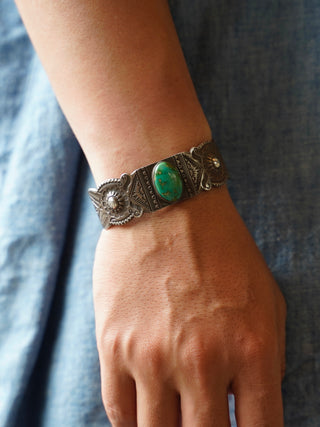 Navajo Edison Sandy Smith Silver Bangle made in USA ナバホ族