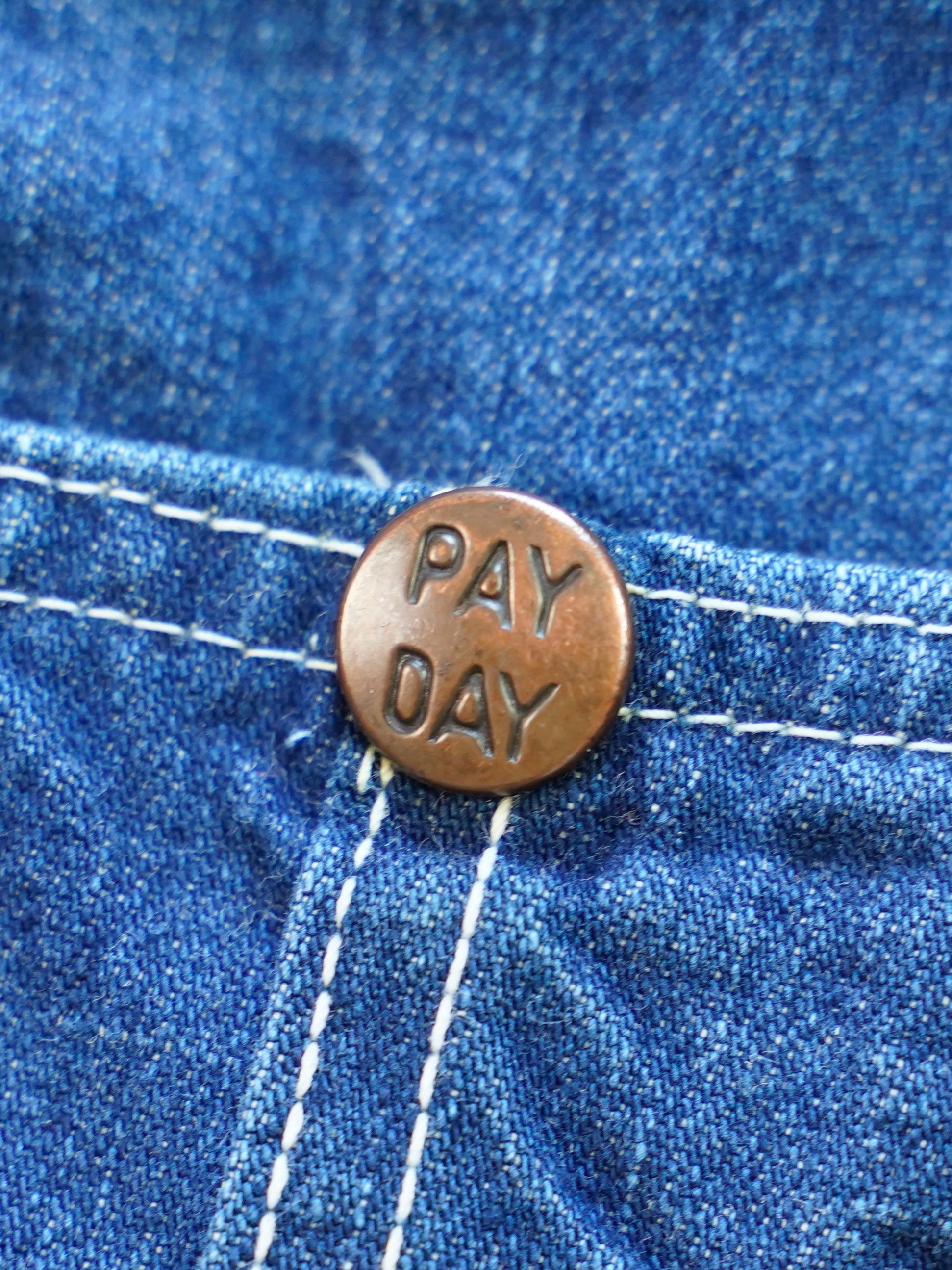 50s PAYDAY オーバーオール　ワンウォッシュ 濃紺MADE IN USA 50's PAYDAY OVERALL VINTAGE濃紺 XL-XXL Vintage Denim Men's