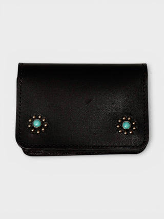 htc 財布　ターコイズ　スタッズ　ブラック　フラワー HTC (HOLLYWOOD TRADING CO) FLOWER TQ MULTI CARD CASE エイチティー