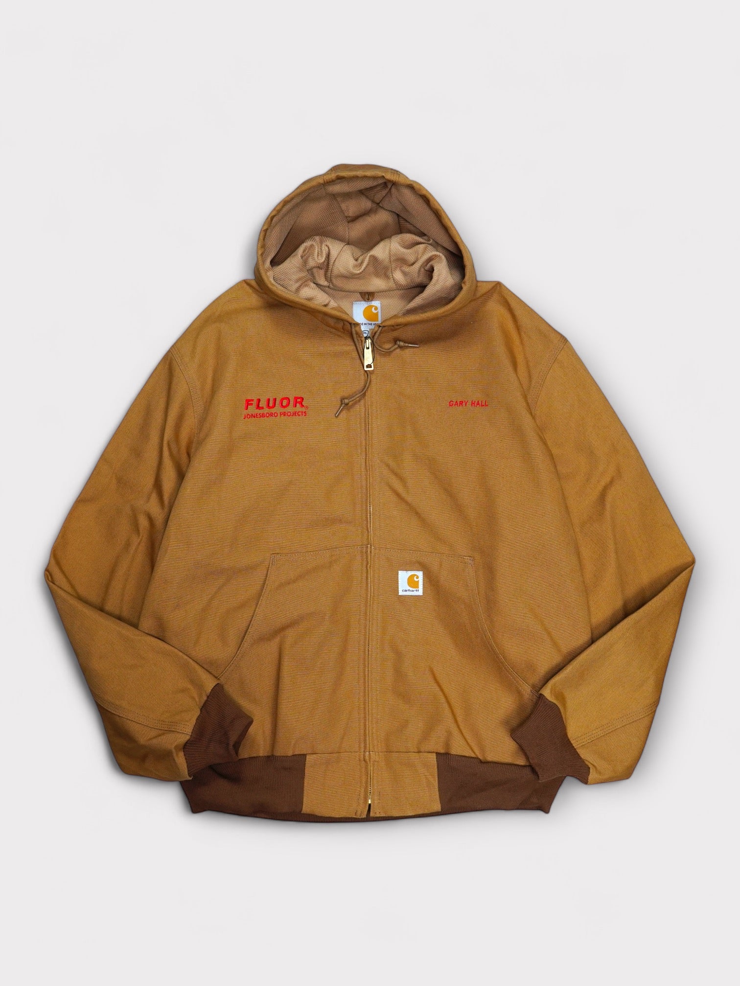 Deadstock 16's Carhartt Active parka 企業刺繍 made in USA【XL】カーハート アクティブパーカ ブラウンダック