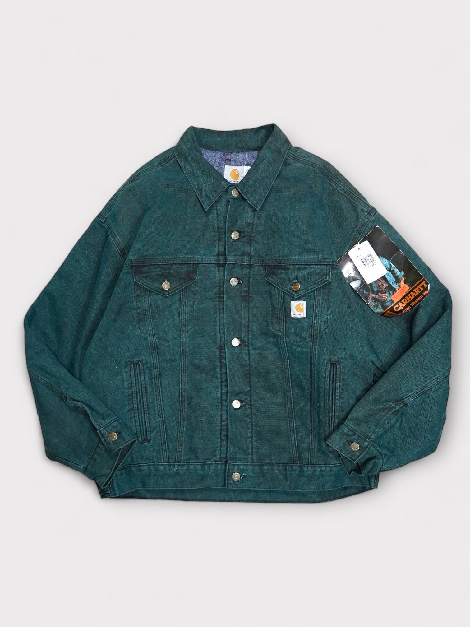 Deadstock 90's Carhartt Washed Tracker Jacket JB143 "HTG" made in USA カーハート ジーンジャケット トラッカージャケット ハンターグリーン