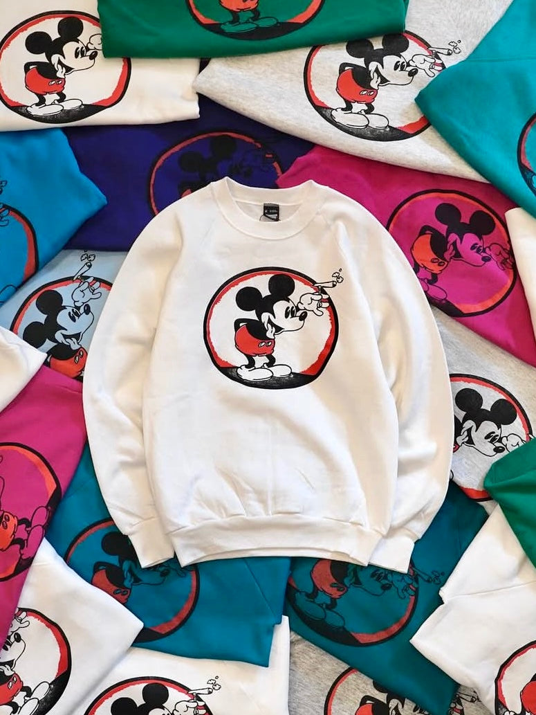 80-90's Bootleg Smoking Mickey sweat made in USA ブートレッグ ミッキーマウス スウェット