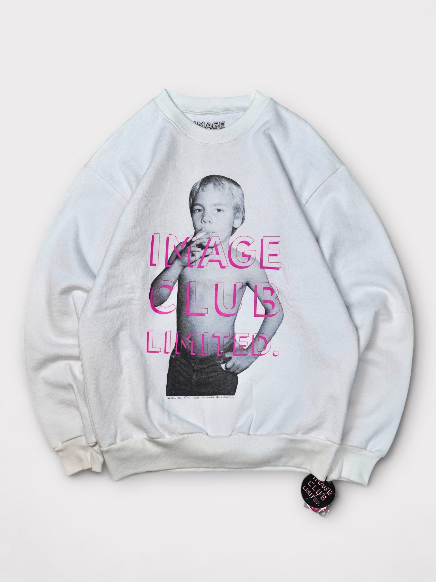 IMAGE CLUB Ltd Sample ”1981 Smoking child" photo by "Gary Leonard" C/N Sweat made in USA【S】イメージクラブリミテッド