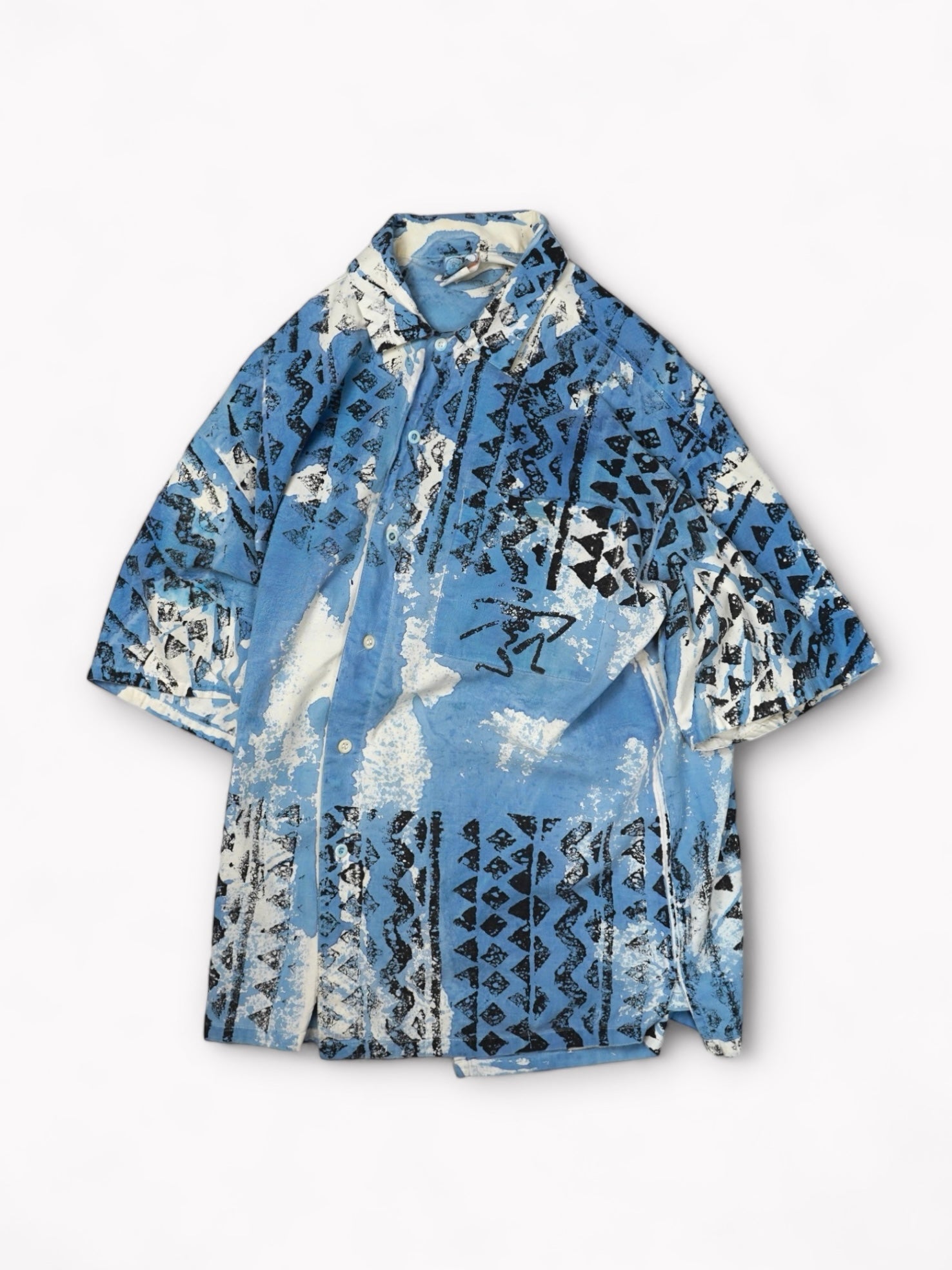 90's Ocean Pacific Cotton all over print shirt made in USA【XL】オーシャンパシフィック コットン半袖シャツ