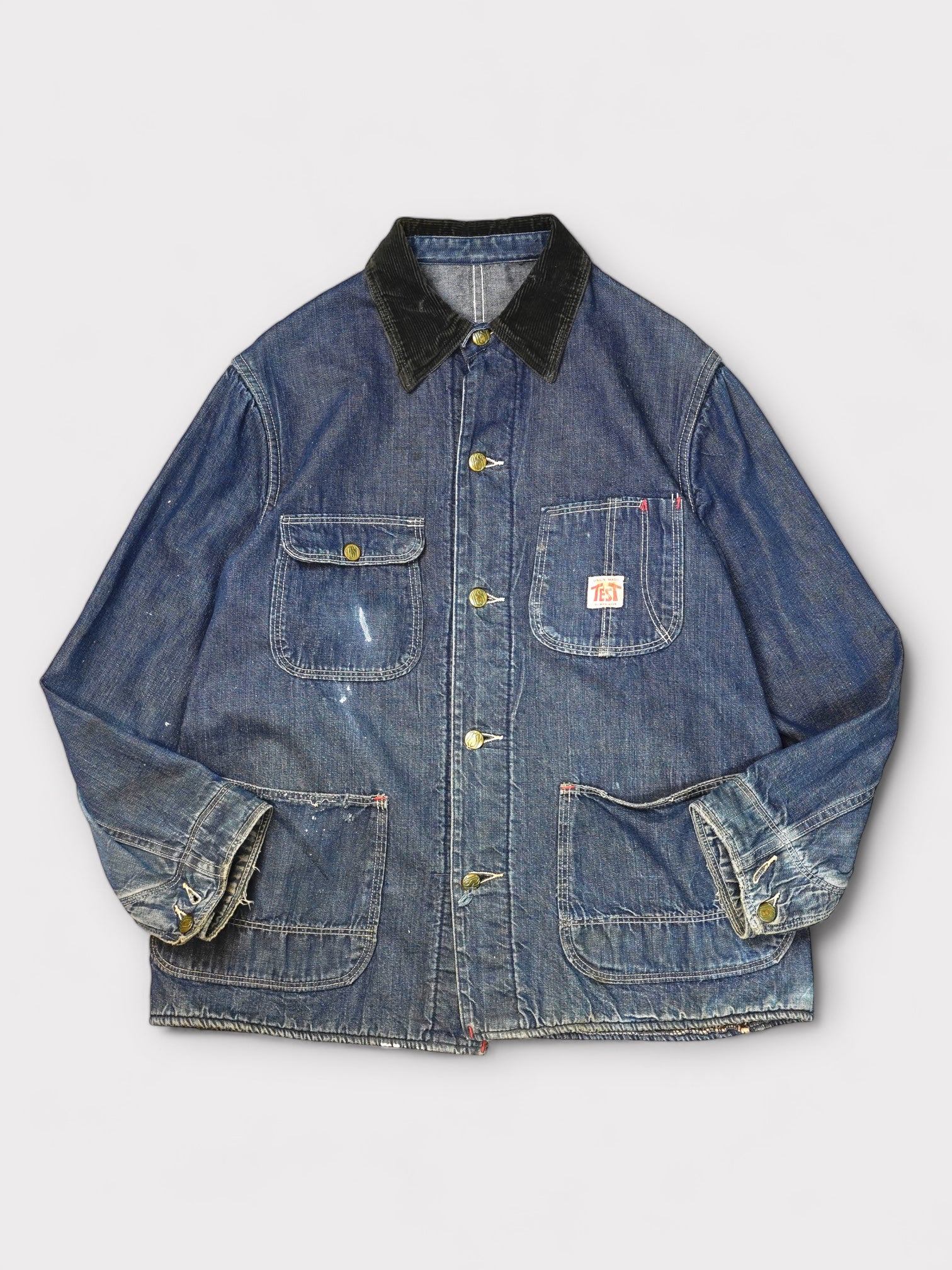 50's TEST Denim coverall with liner made in USA【36】테스트 데님 커버 올 라이너 결손