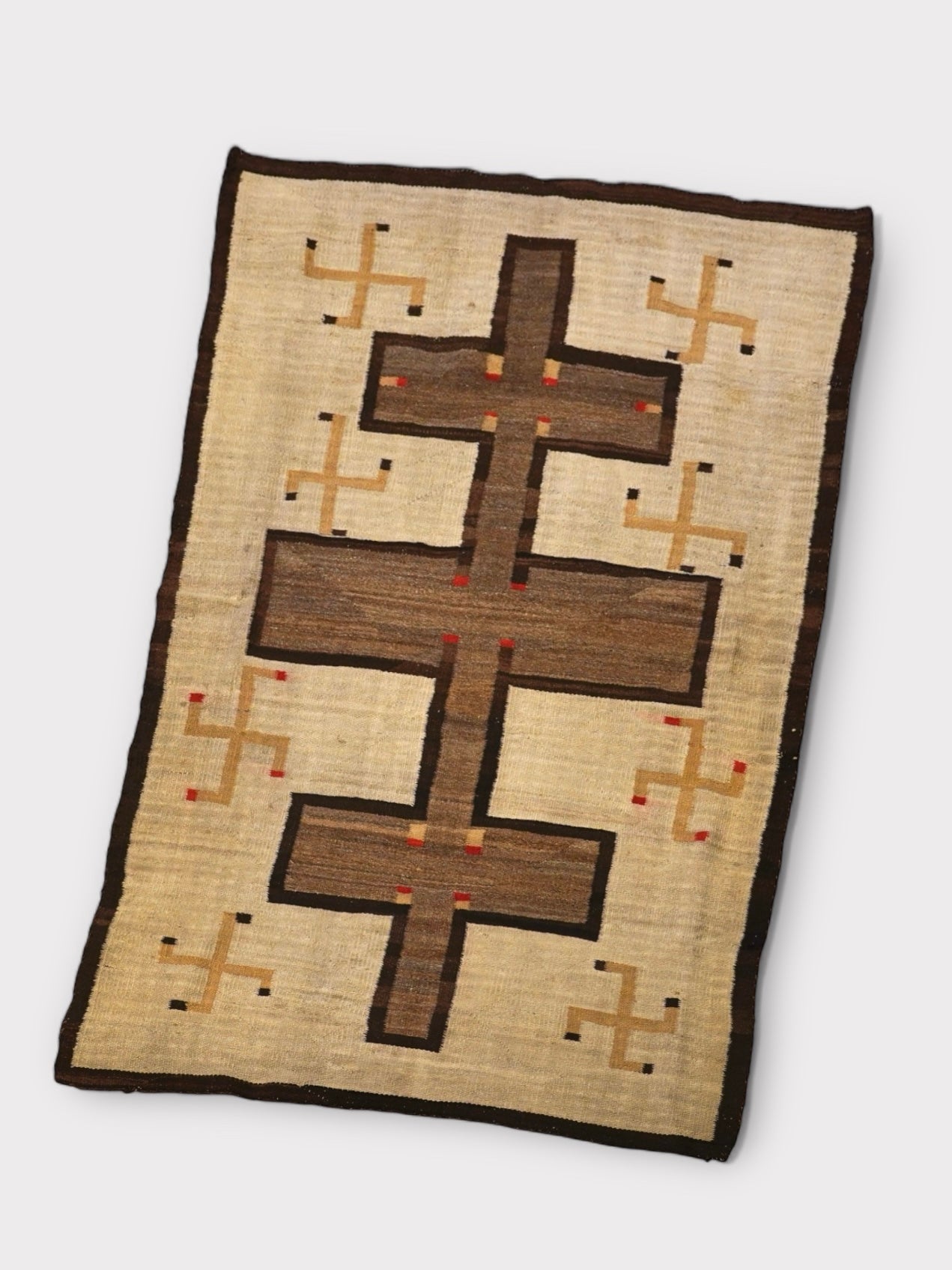 〜30's Vintage Navajo rug Dragonfly & Swastika made in USA【206cm×121cm】 ナバホラグ ドラゴンフライ スワスティカ