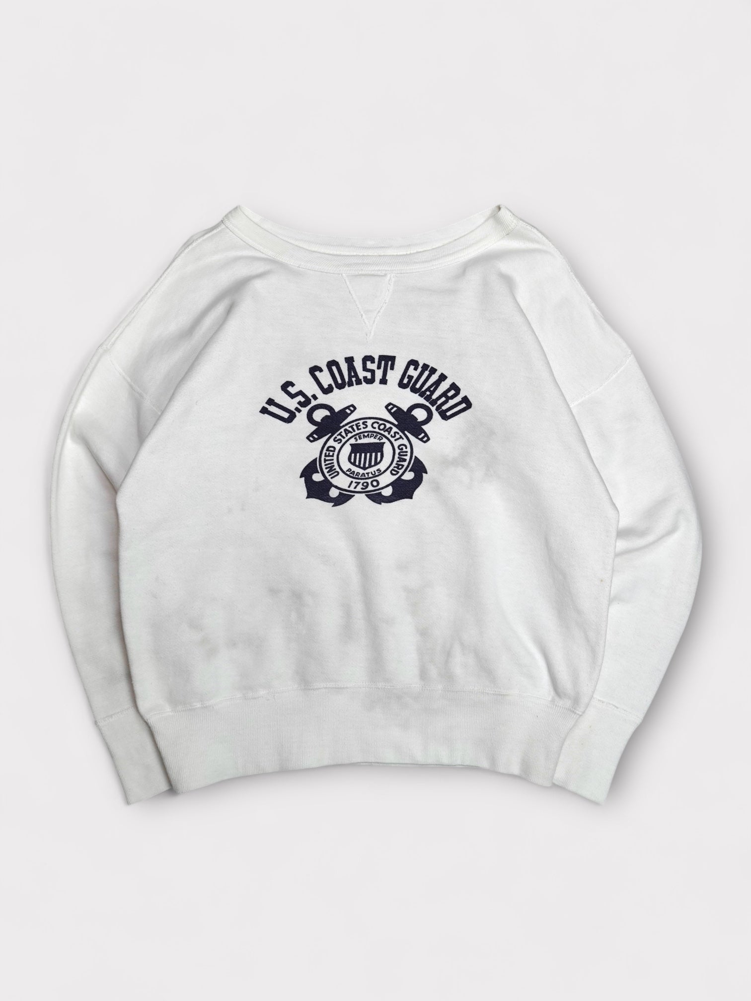 50's U.S.COAST GUARD 前V 染み込み Sweat made in USA【XL】アメリカ軍沿岸警備隊 ヴィンテージスウェット