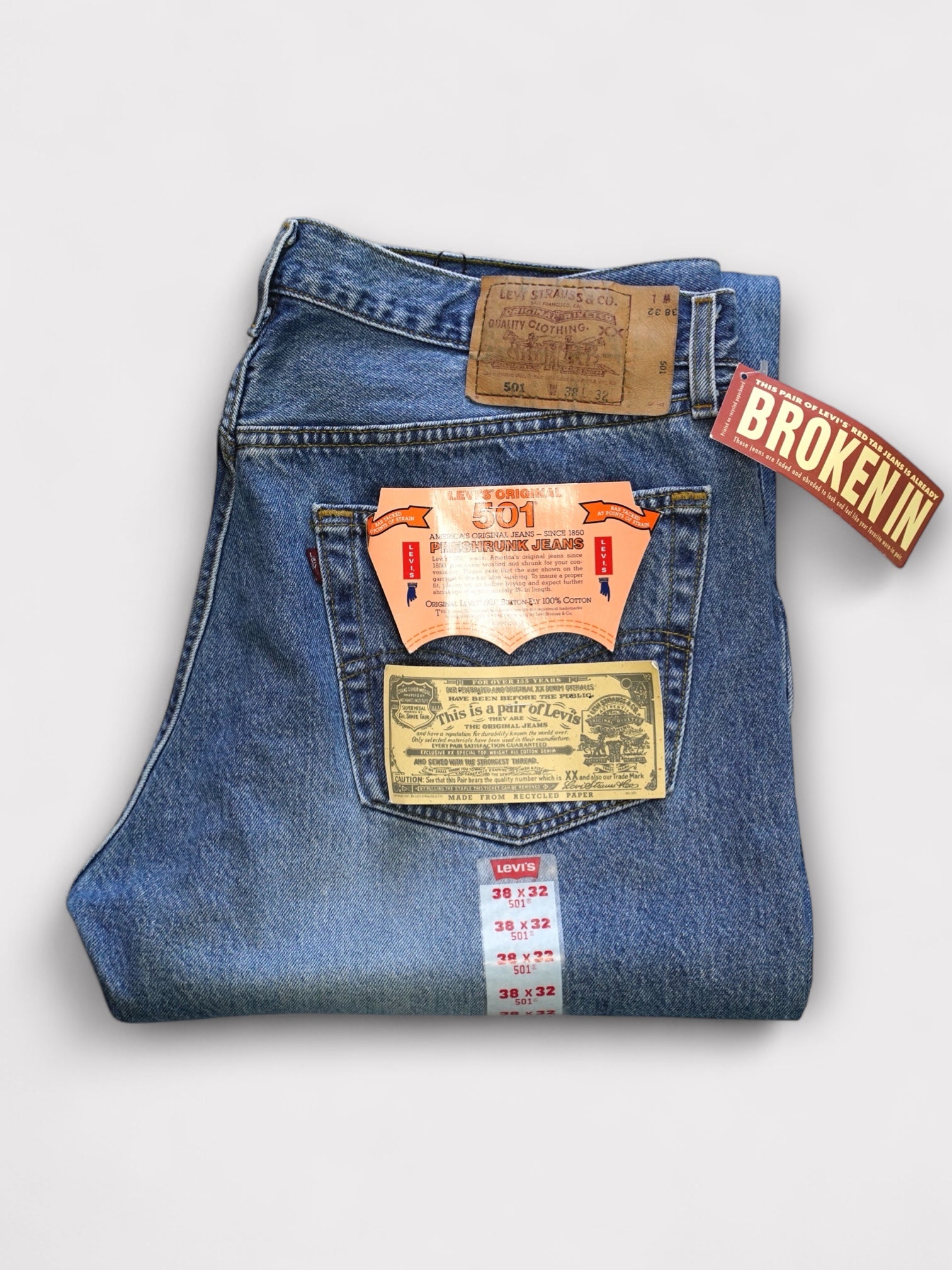 Deadstock 90’s Levi's 501 "BROKEN IN" made in USA【W38 L32】リーバイス