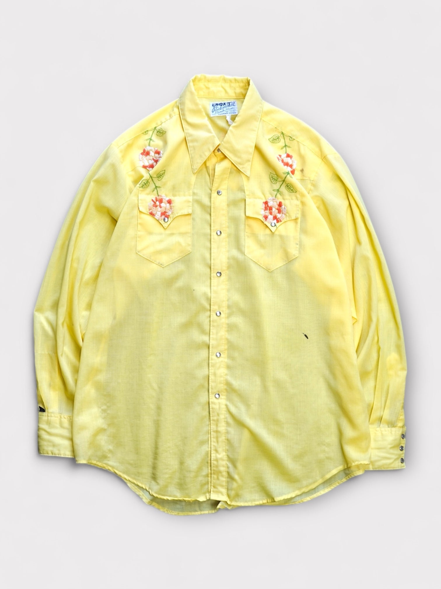 70's Rockmount Ranch Wear Embroidery Western shirt made in USA【L-XL】ウエスタンシャツ