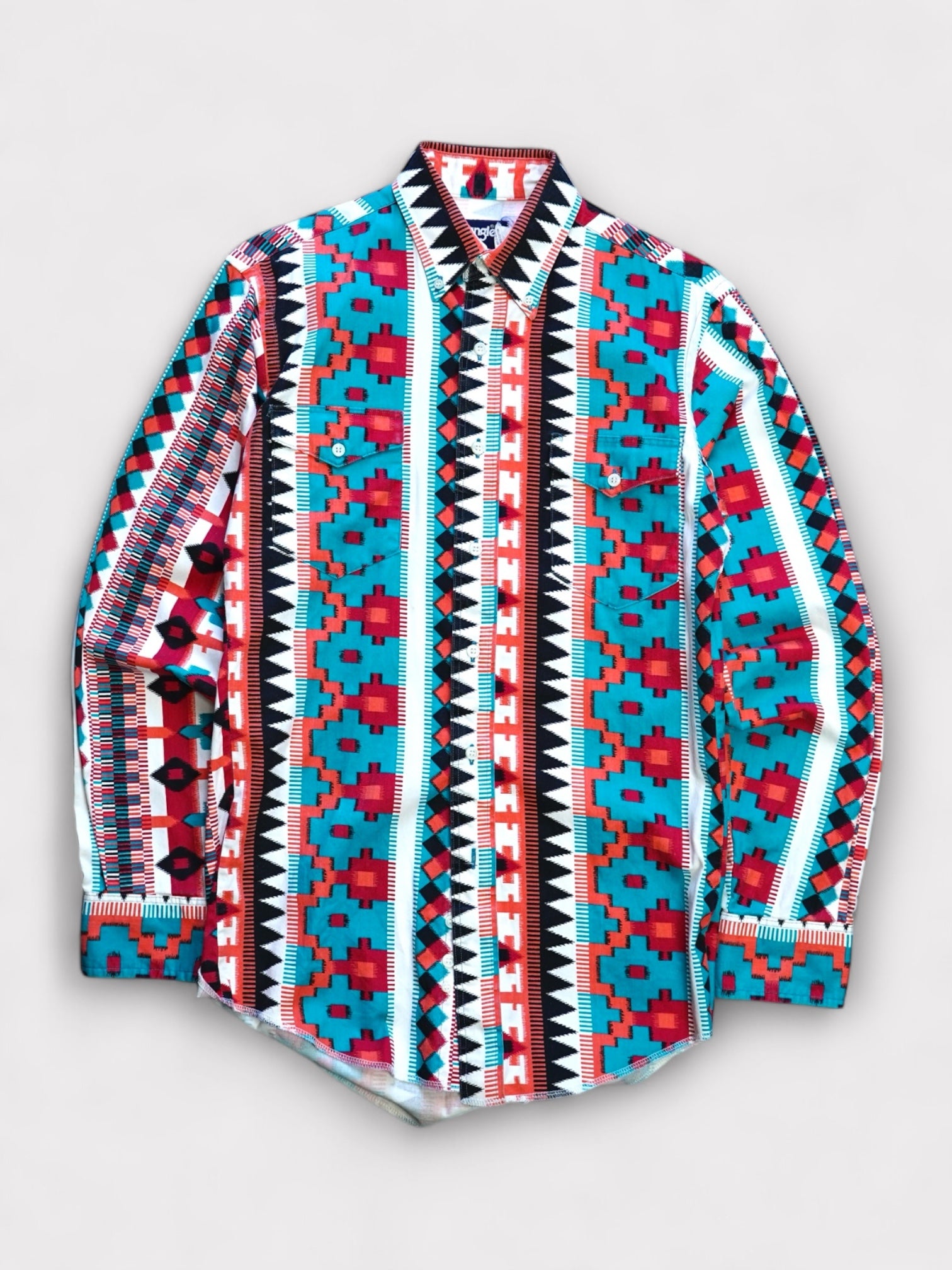 80's Wrangler Native pattern shirt made in USA【14.5】ラングラー ネイティブパターン