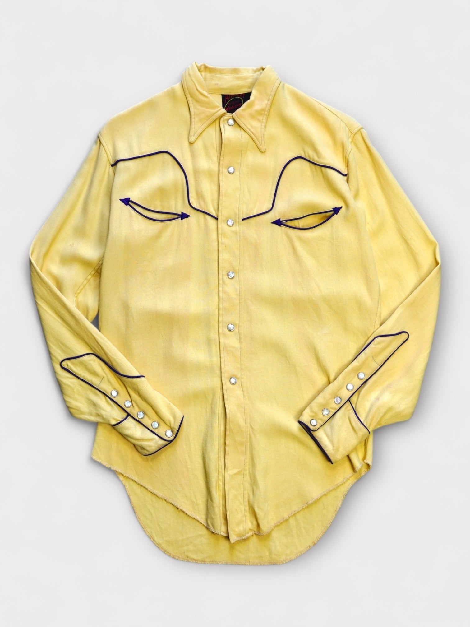 40's Harris Trading Co Wool gabardin Western shirt  made in USA【M程】ウールギャバジン ウエスタンシャツ