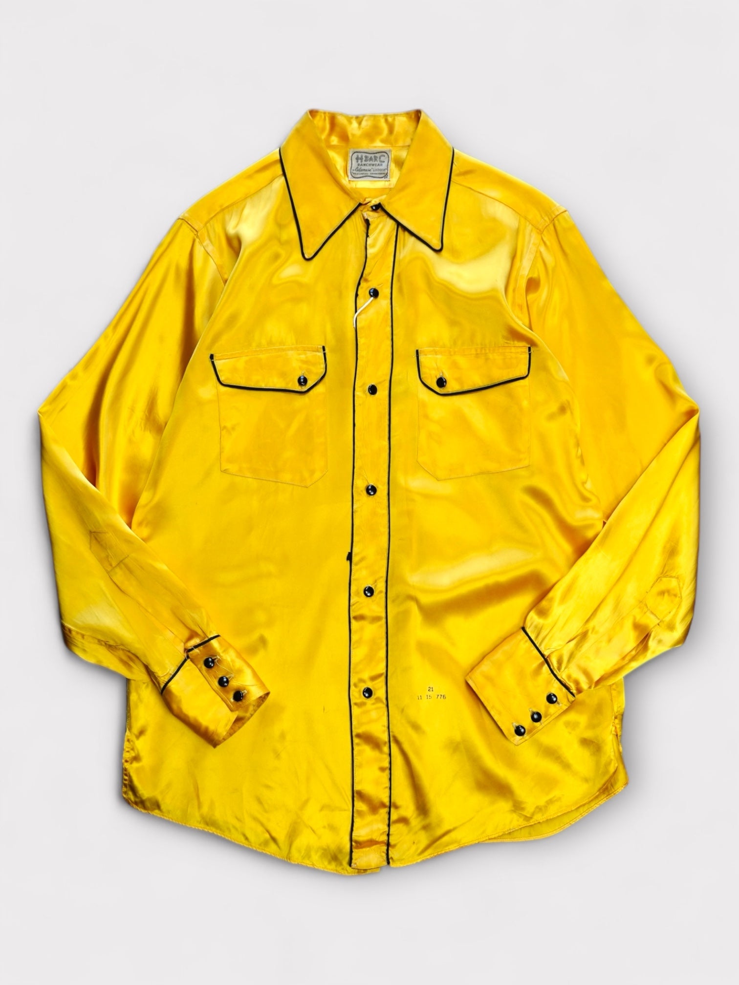 50's H BAR C Rayon Satin Western shirt Diagonal pocket made in USA【M-L】エイチバーシー ウェスタンシャツ レーヨンサテン