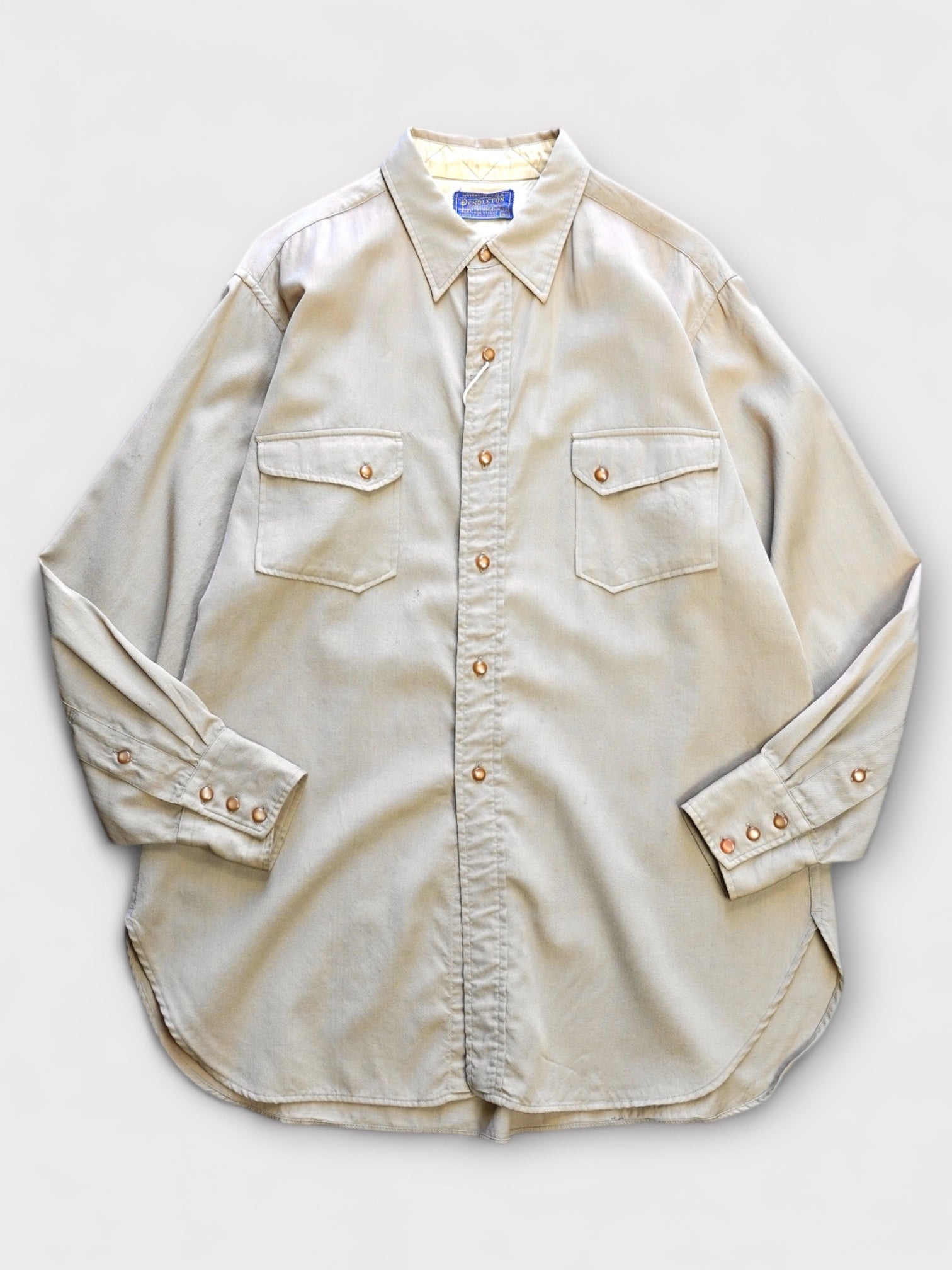 50's PENDLETON Wool Gabardine Western shirt Diagonal pocket made in USA【16.5】ペンドルトン ウェスタンシャツ ウールギャバジン