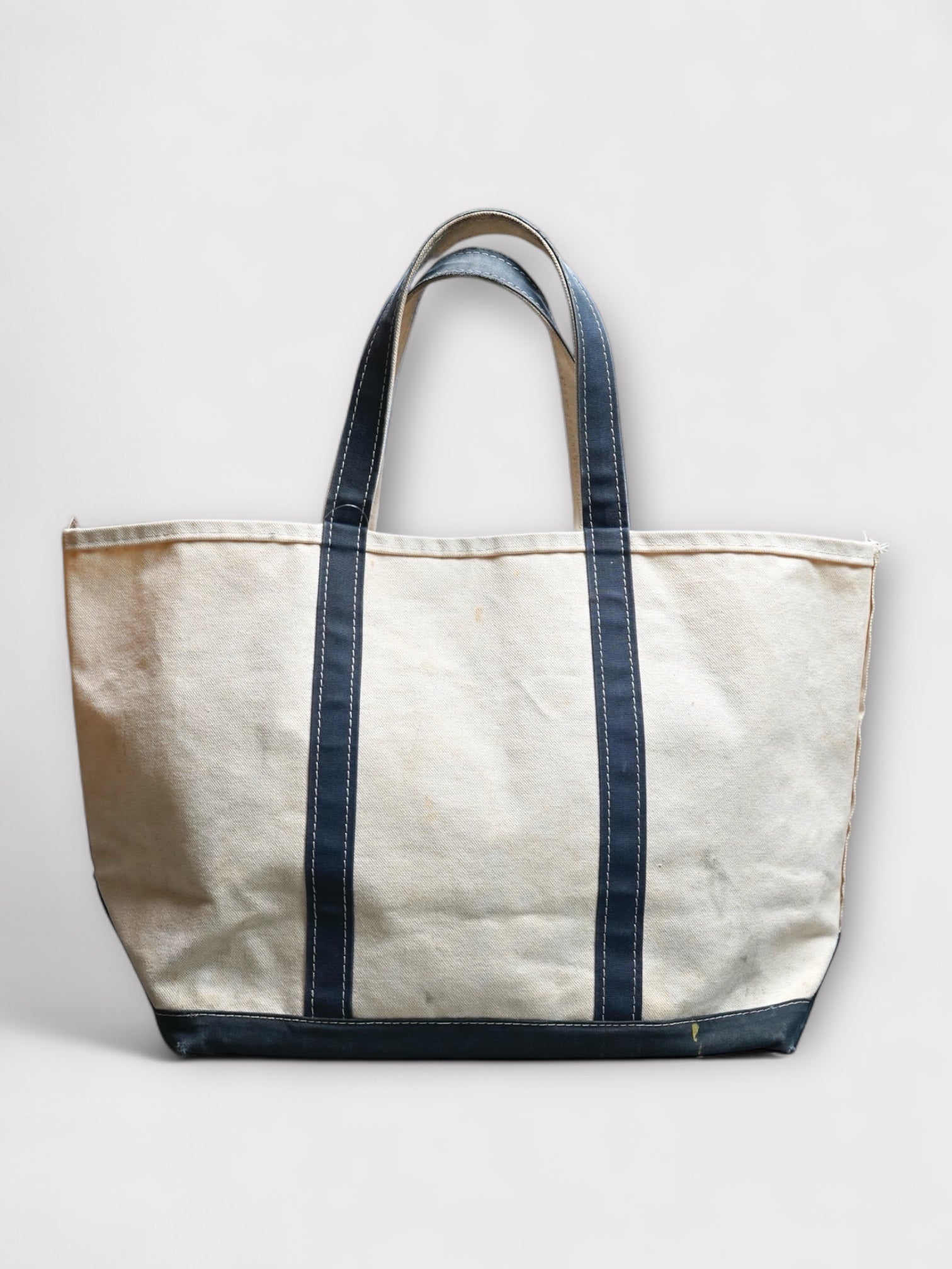 80's L.L.Bean Boat & Tote "DARK NAVY" ２色タグ made in USA【L】 No.10 ビーントート