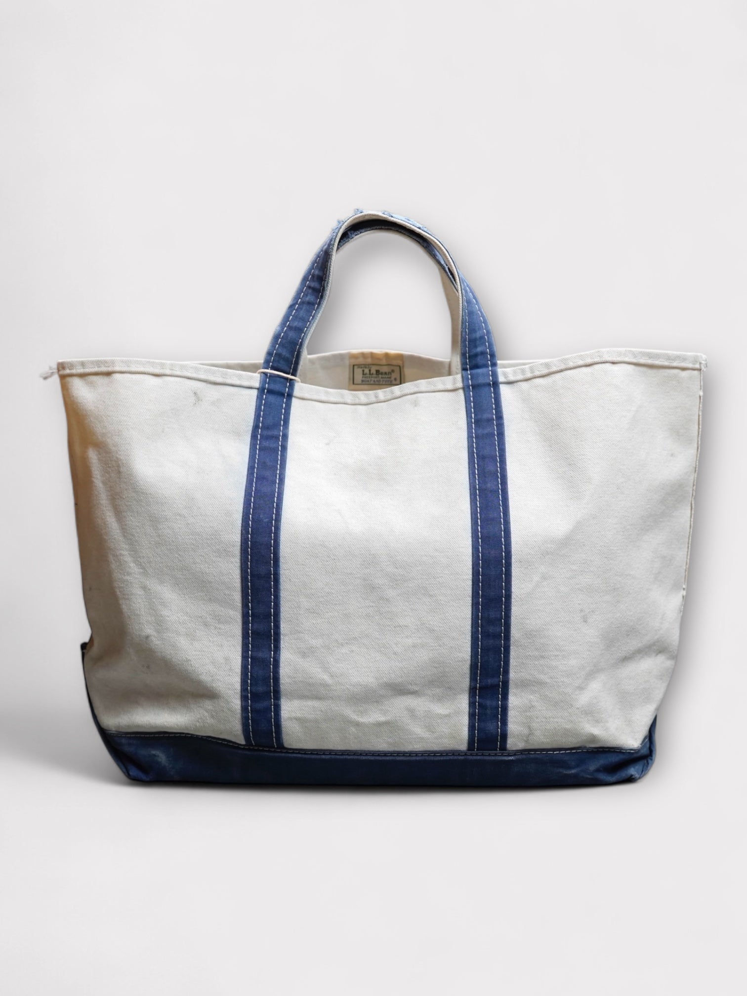 80's L.L.Bean Boat & Tote "NAVY" 2色タグ 耳付き made in USA【L】 No.12 ビーントート