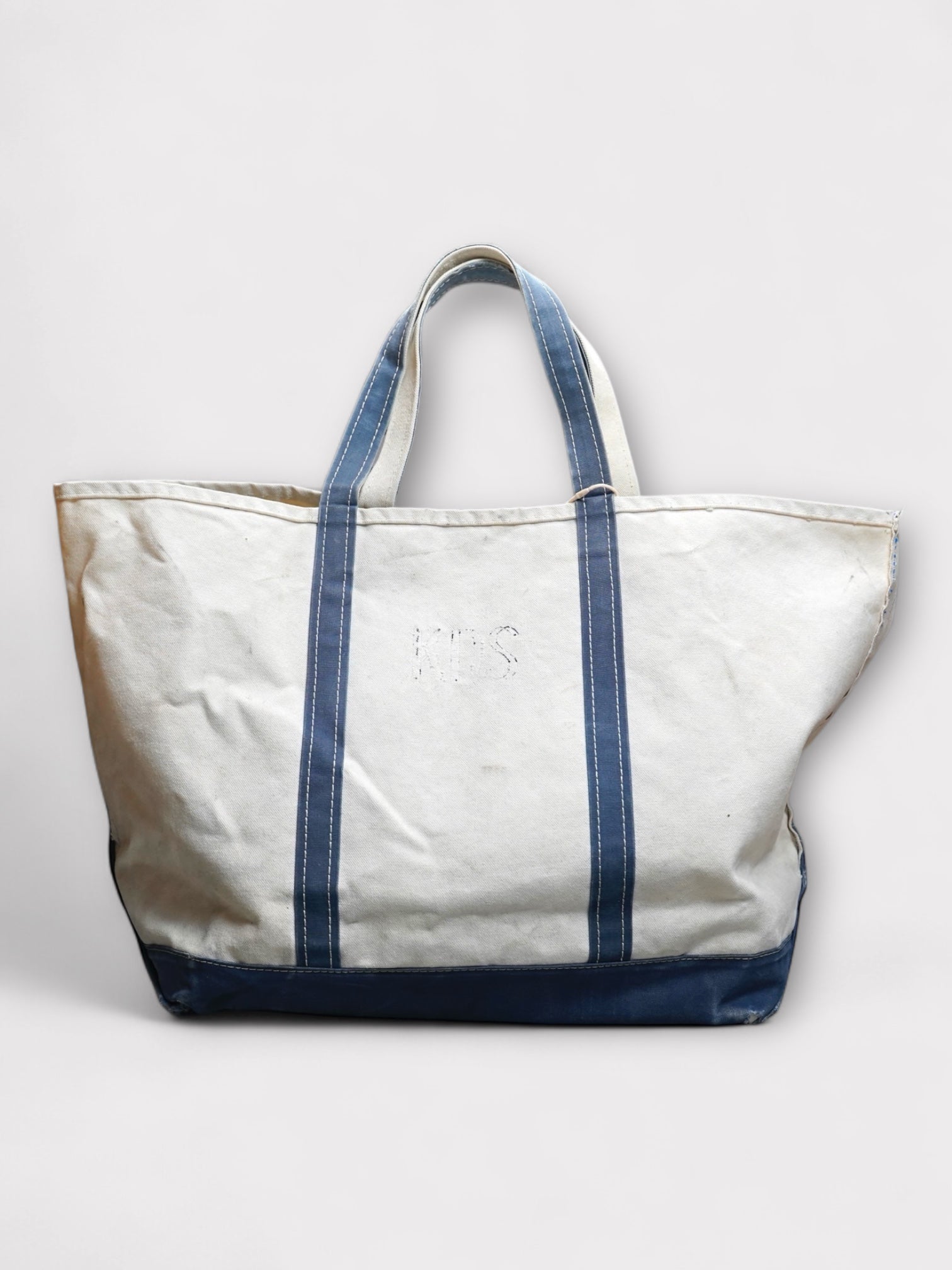 80's L.L.Bean Boat & Tote "NAVY" 2色タグ 耳付き made in USA【XL】 No.13 ビーントート