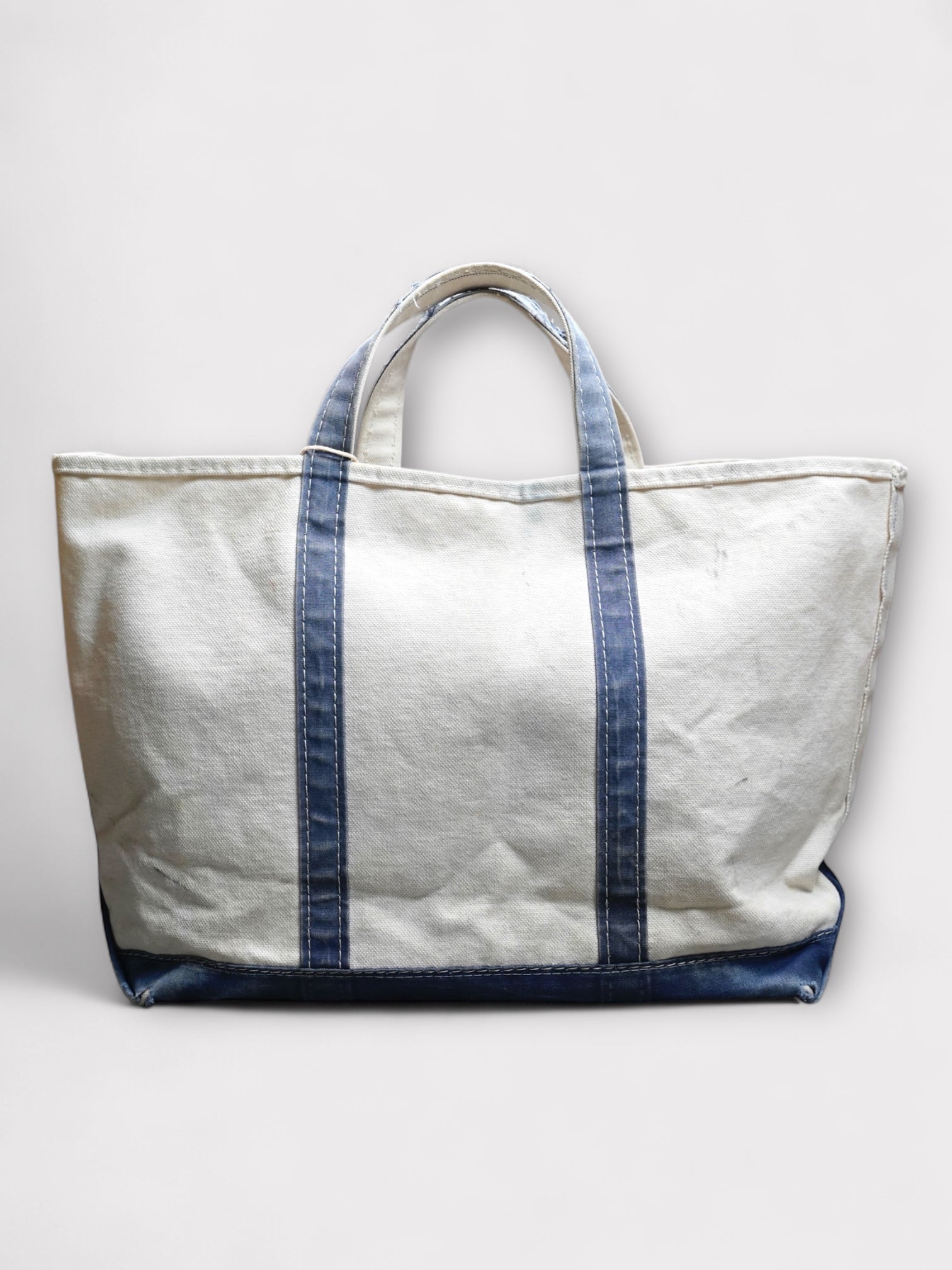 80's L.L.Bean Boat & Tote "NAVY" ギザタグ 耳付き made in USA【L】 No.14 ビーントート