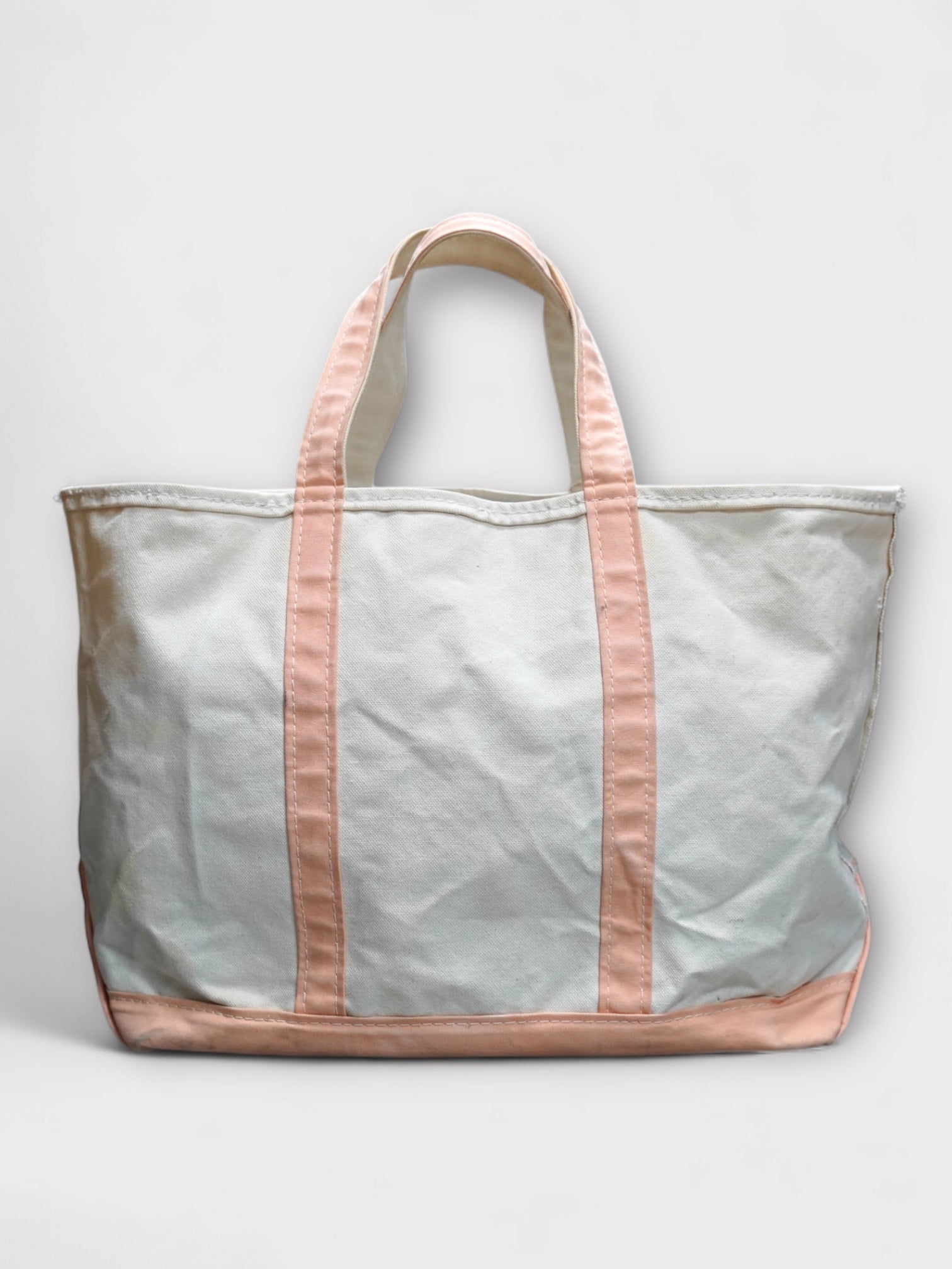 90's L.L.Bean Boat & Tote Zip "Salmon Pink" made in USA【L】 No.15 ビーントート サーモンピンク