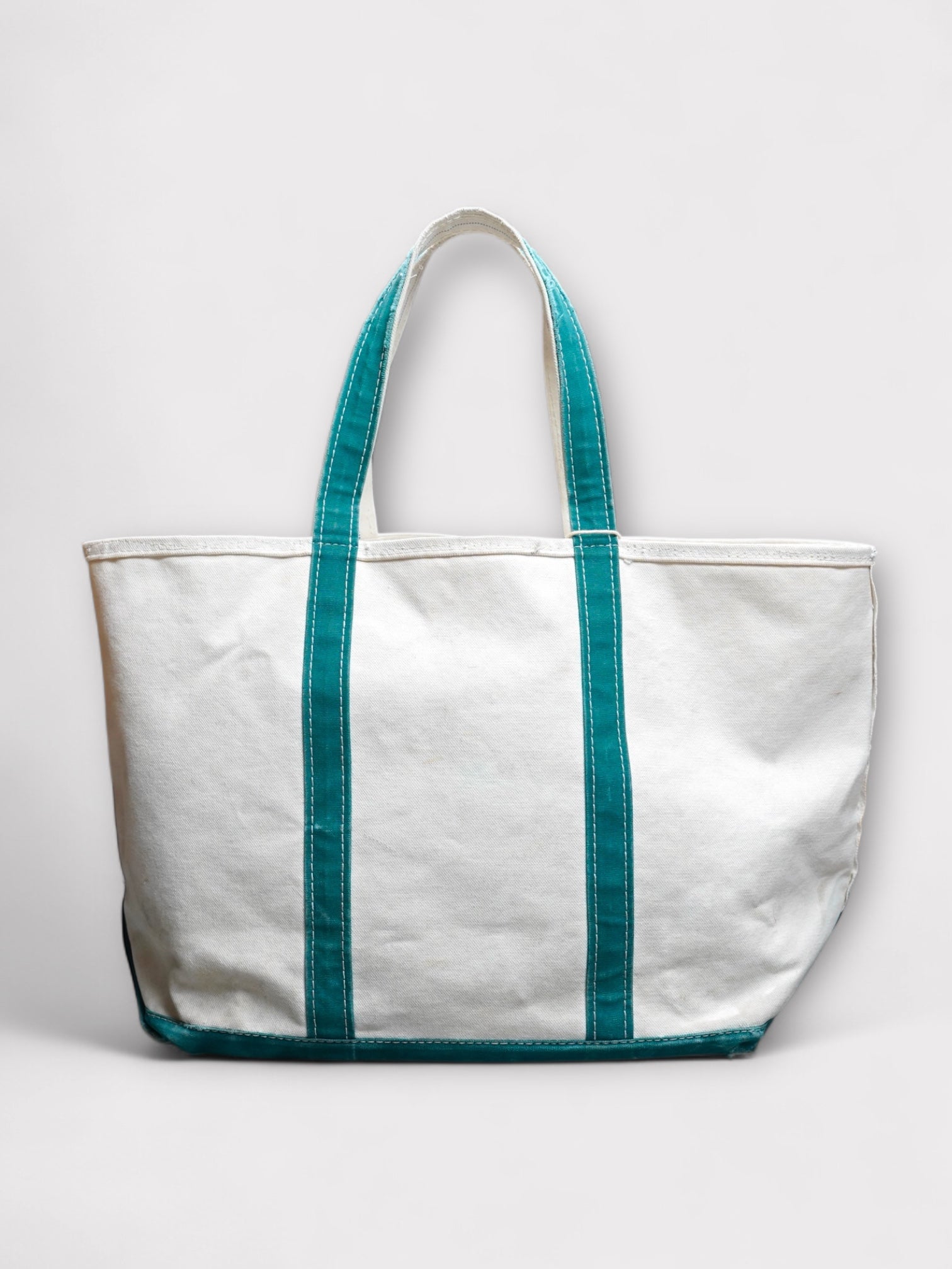 80's L.L.Bean Boat & Tote Zip "GREEN" 2色タグ made in USA【L】 No.16 ビーントート