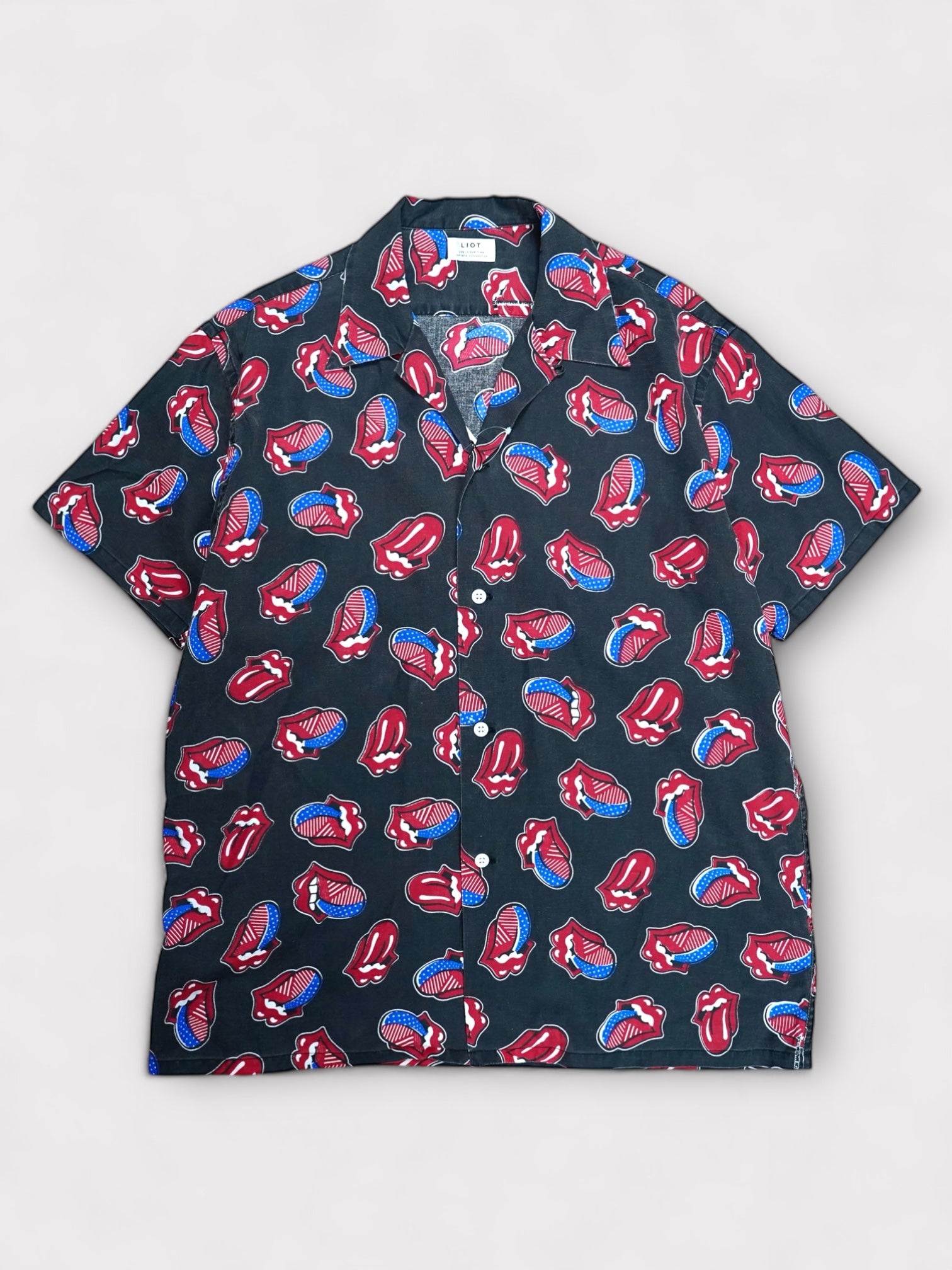HAV-A-HANK × LIOT Dead stock made in USA "ROLLING STONES" Bandana Loop collar Shirts made in Japan ハバハンク ライオット ローリングストーンズ バンダナシャツ