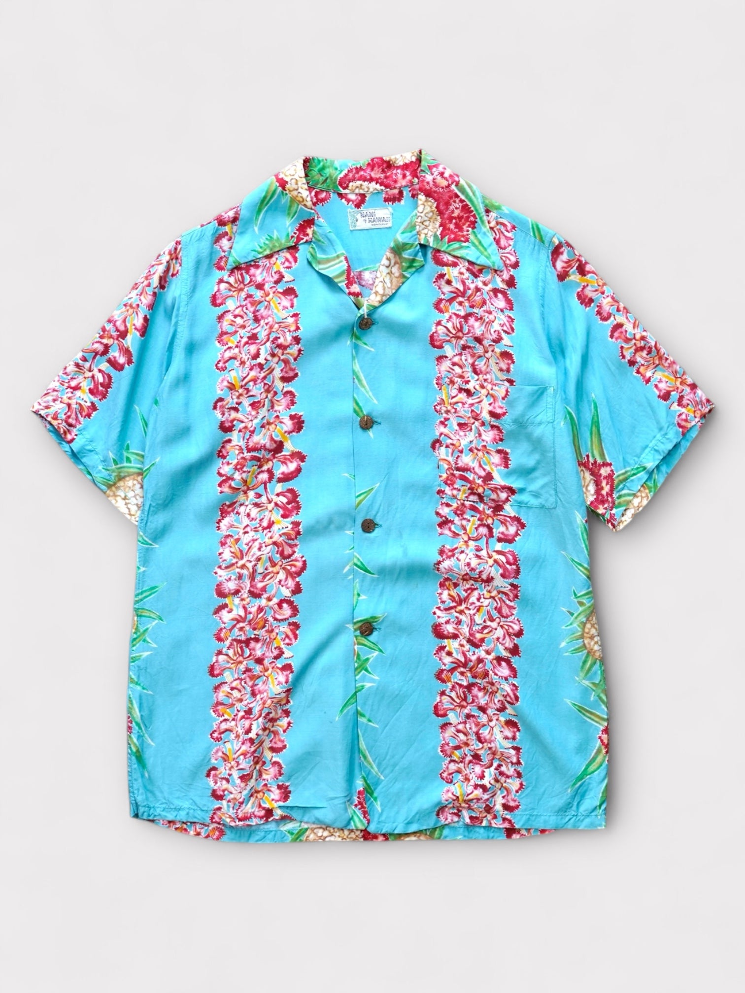 50's NANI of HAWAII Rayon Hawaiian shirt made in Hawaii【S-M】No.2 ナニオブハワイ レーヨンアロハシャツ