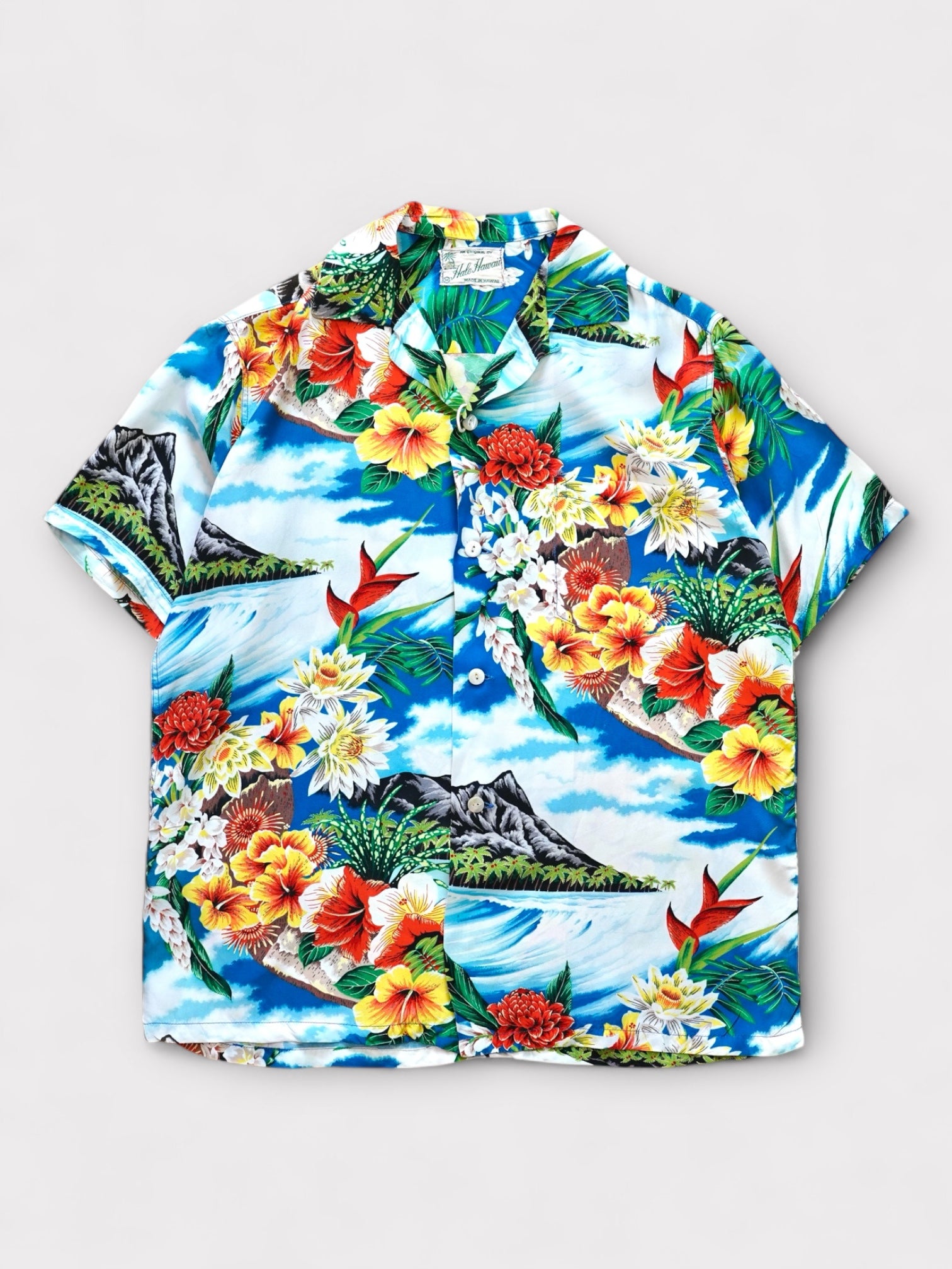 50's Hale Hawaii Rayon ちりめん Hawaiian shirt made in Hawaii【M】No.7 ハレハワイ レーヨンちりめん アロハシャツ