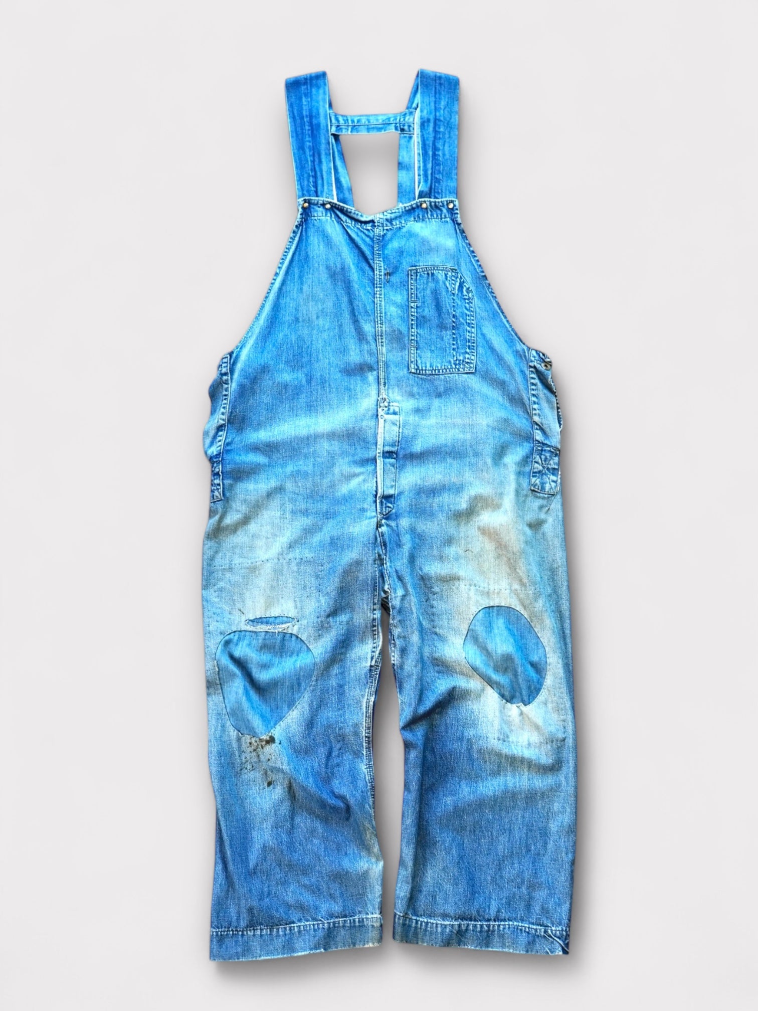 ~30's WHITEFIELD S&B 1pocket bib Denim overall made in USA【W46 L26】No.2 ホワイトフィールド デニムオーバーオール
