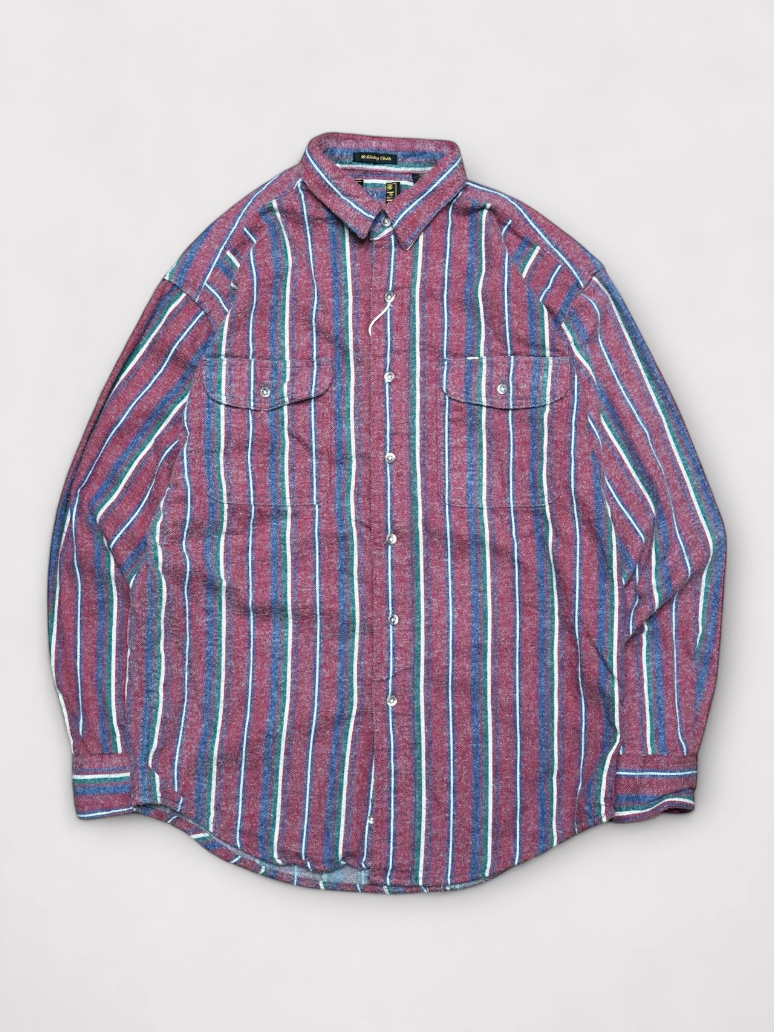 Deadstock80's Eddie Bauer Mackinley Cloth stripe shirt made in Dominica【M】エディバウアー マッキンリークロス ストライプシャツ