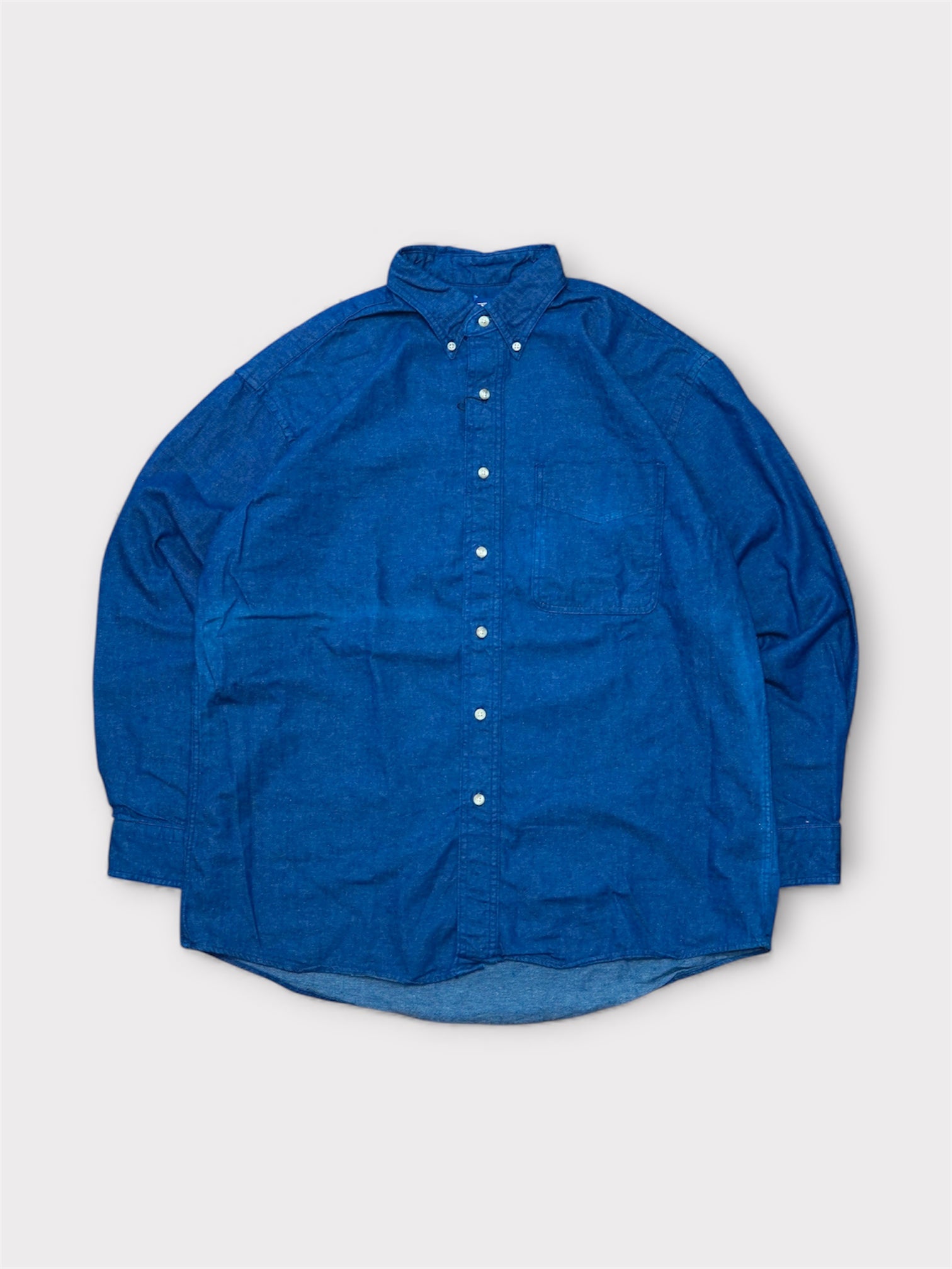 Deadstock 90's  LANDS'END Denim B.D  shirt made in Dominica 【L】デットストック ドミニカ製 ランズエンド デニムボタンダウンシャツ