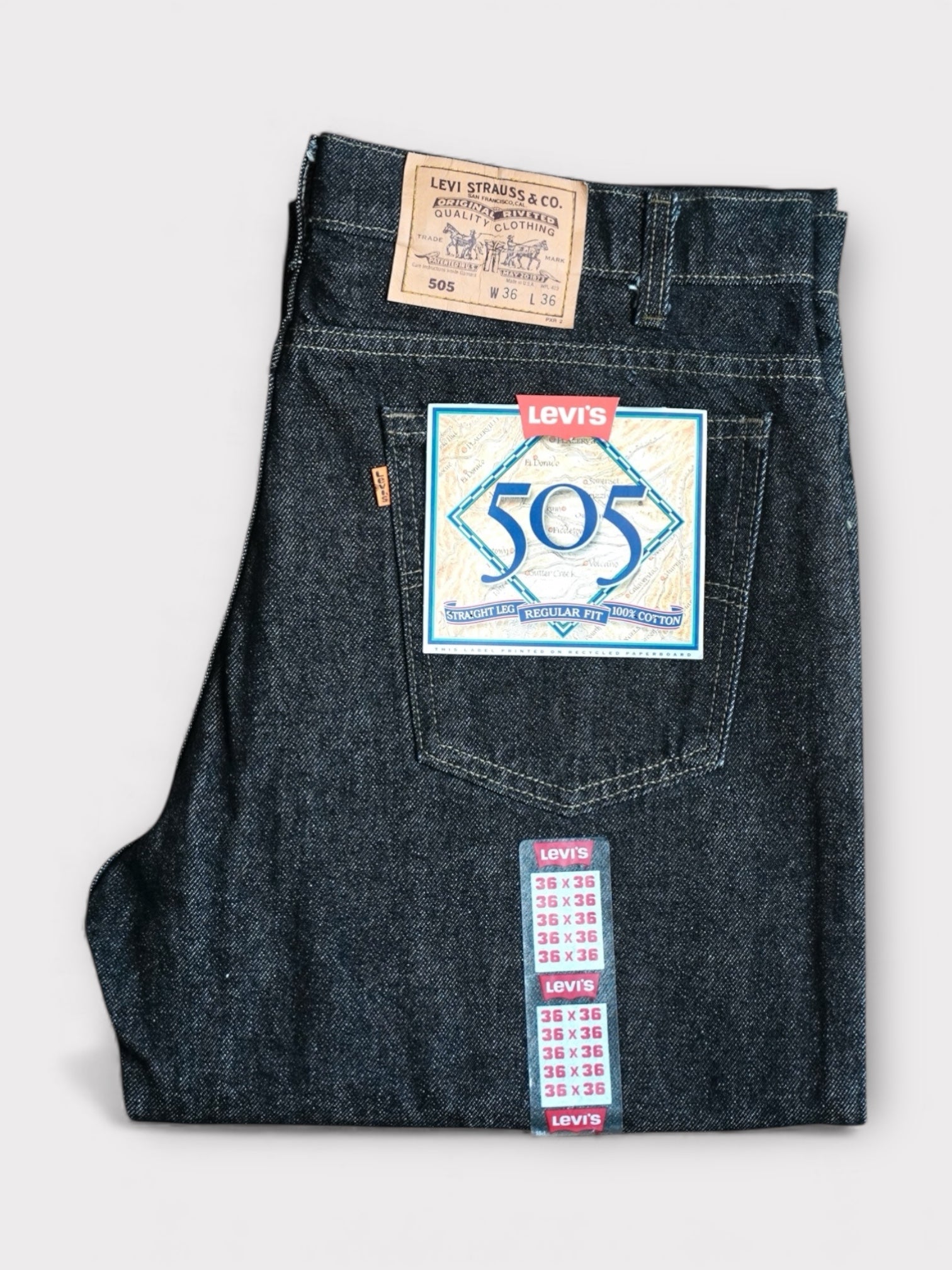 90s リーバイス USA製 505 後染め ブラックデニム デッドストック 黒 Deadstock 90's Levi's 505 先染め Black made in USA デッドストック